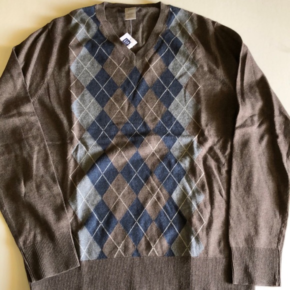 Gap men’s argyle V-neck sweaters brown - Picture 1 of 2